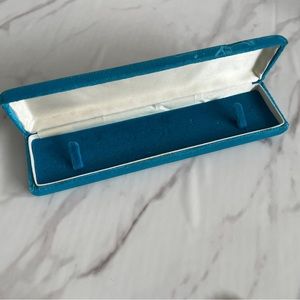 Vintage Peacock Blue Brass Hinged Jewelry Box